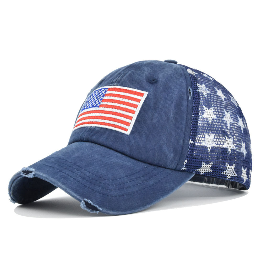 American Flag Embroidered Mesh Cap Embroidered Baseball Hat