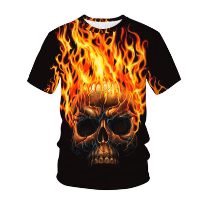 3D Digital Printing Skull T-shirt Casual Short-sleeved Men's T-shirt