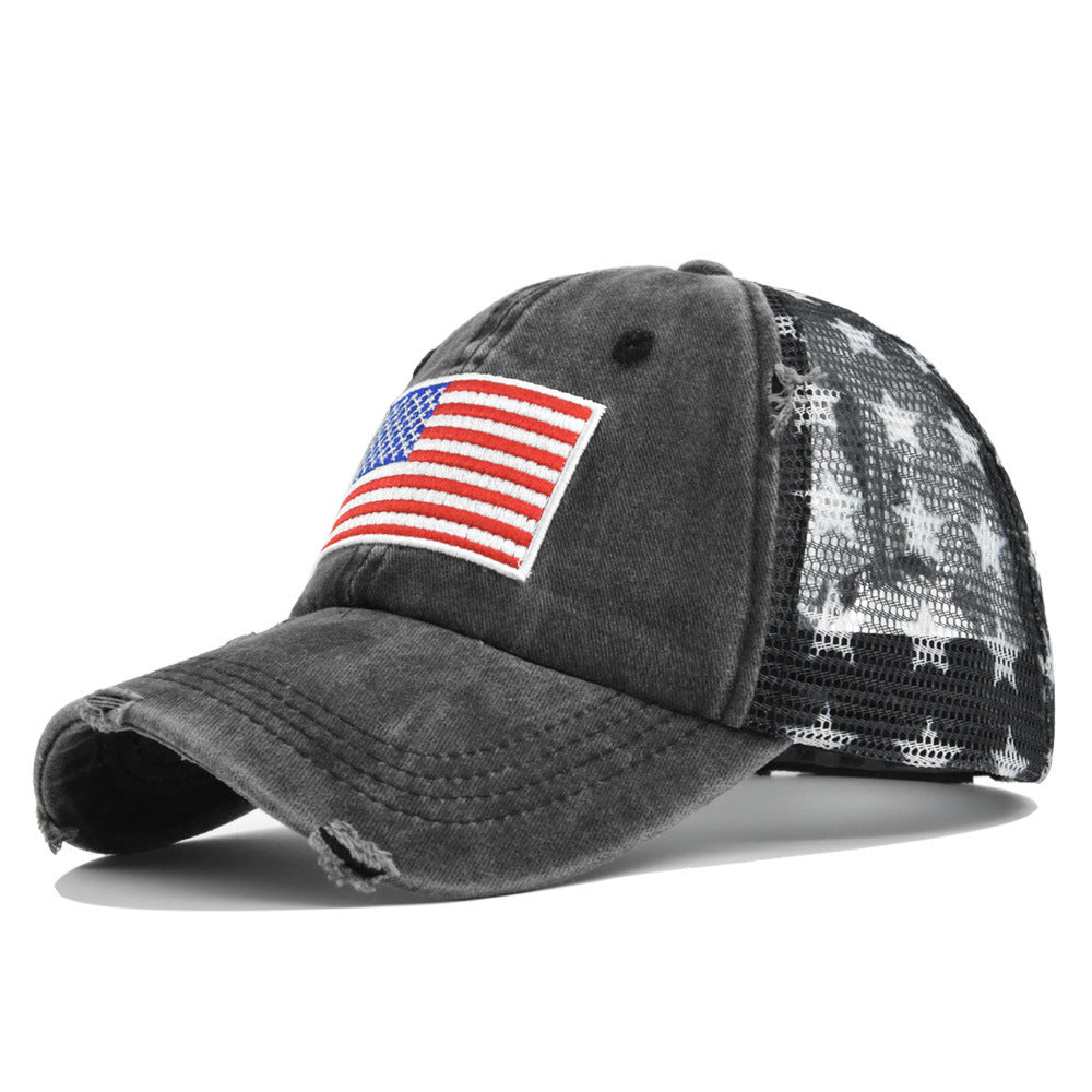 American Flag Embroidered Mesh Cap Embroidered Baseball Hat