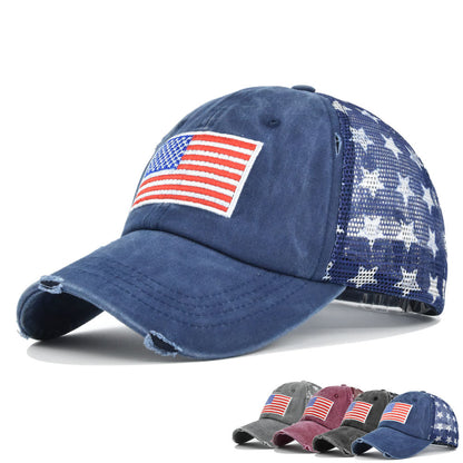 American Flag Embroidered Mesh Cap Embroidered Baseball Hat