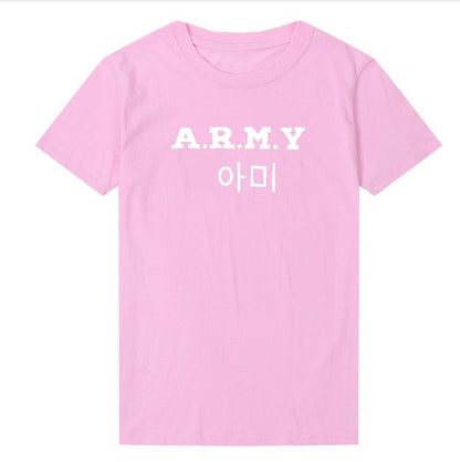 A.R.M.Y T-shirts, men and women, English, digital letters, street short-sleeved, AliExpress