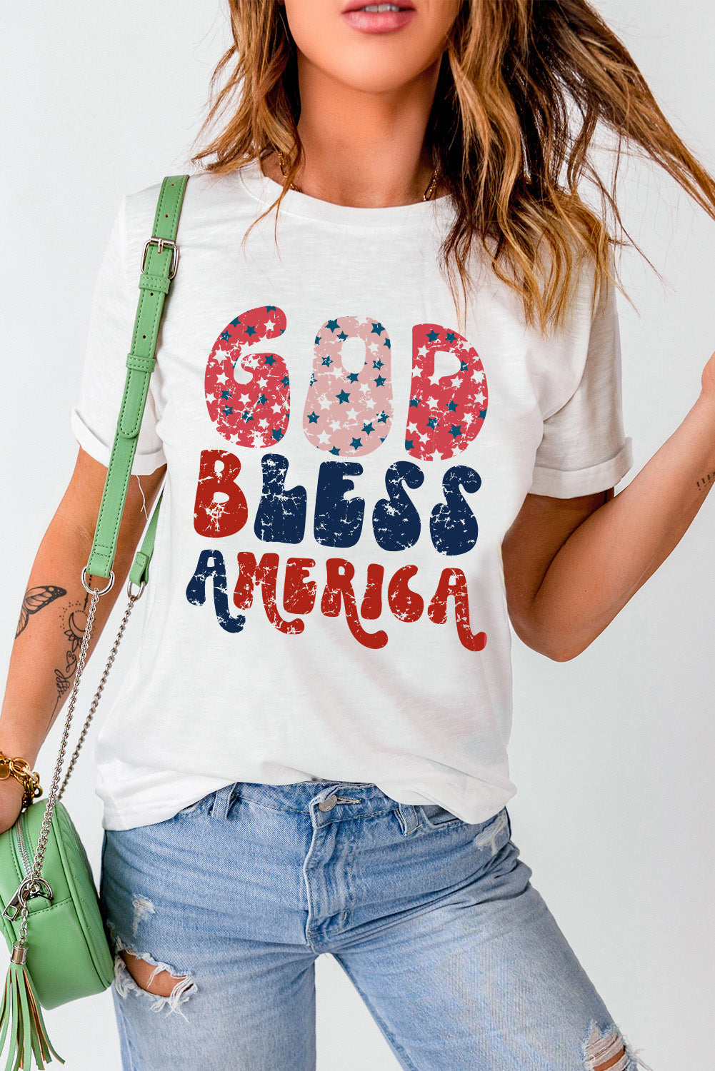 White God Bless America Graphic Tee