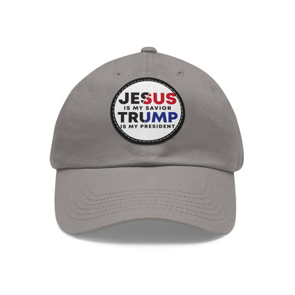 TRUMP 2024 Dad Hat with Leather Patch (Round)