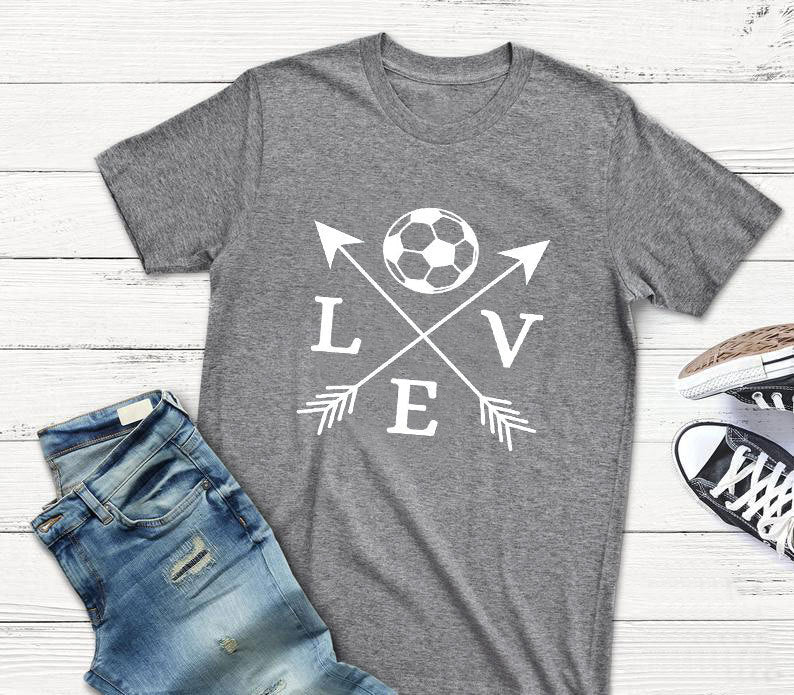 T-shirt Love Soccer Arrow Fashion Short-Sleeved Letter T-shirt