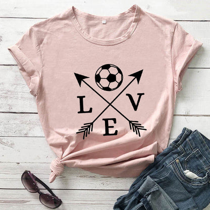 T-shirt Love Soccer Arrow Fashion Short-Sleeved Letter T-shirt