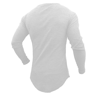 Men's Slim T Shirt Men's Long Sleeve T Shirt Round Neck Arc Hem Long Sleeve T Shirt