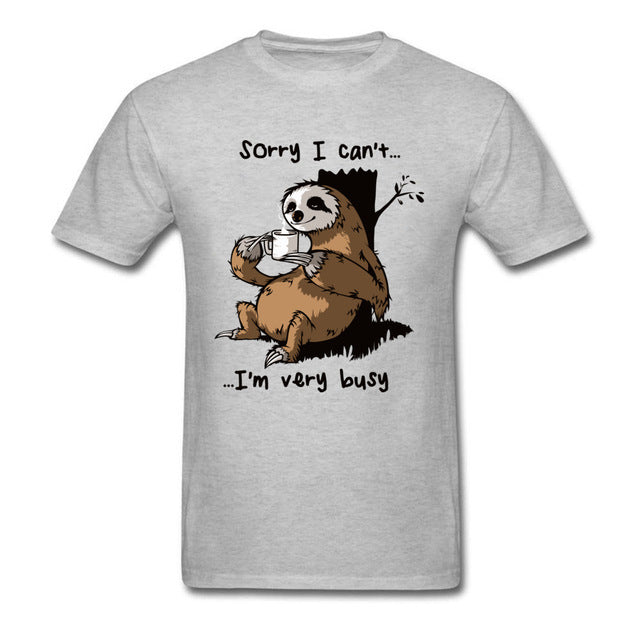 Very Busy Sloth T Shirt Men's Top T-shirts Funny Cartoon