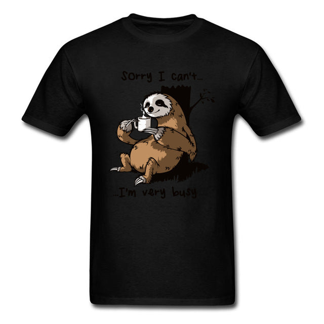 Very Busy Sloth T Shirt Men's Top T-shirts Funny Cartoon