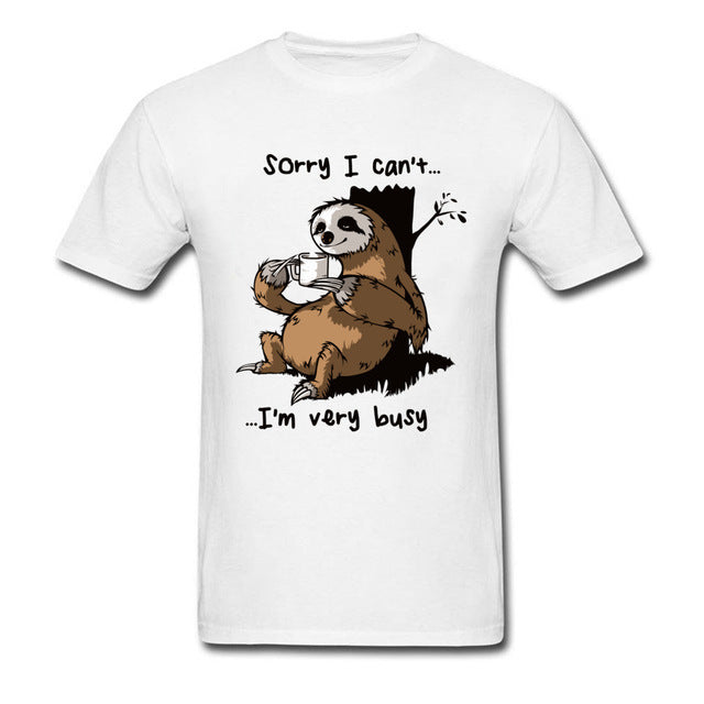 Very Busy Sloth T Shirt Men's Top T-shirts Funny Cartoon