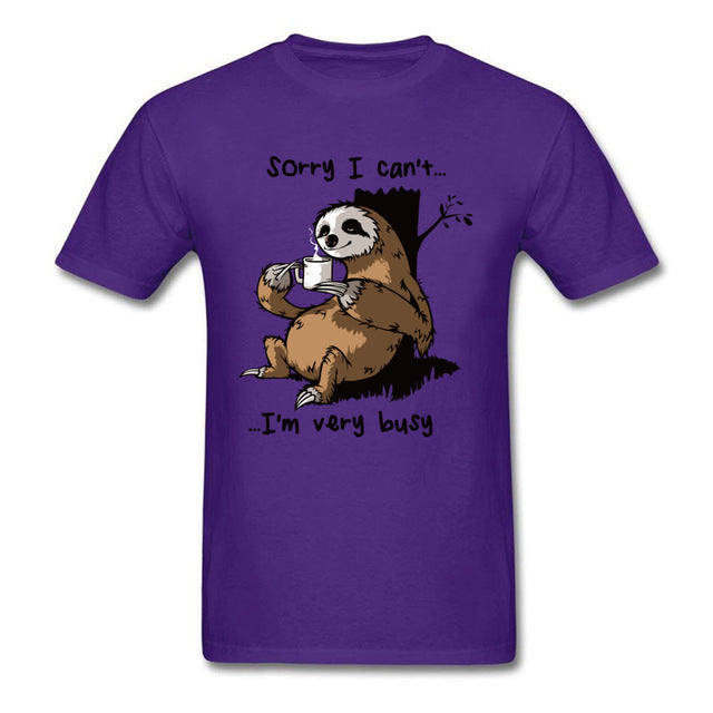 Very Busy Sloth T Shirt Men's Top T-shirts Funny Cartoon