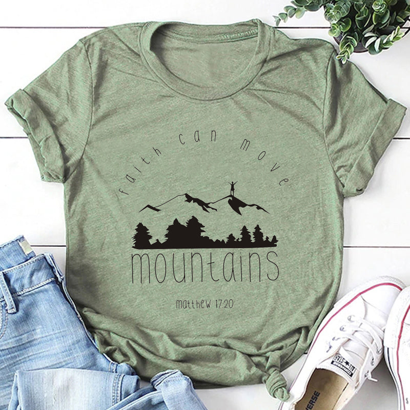 Women's mountain print T-shirt