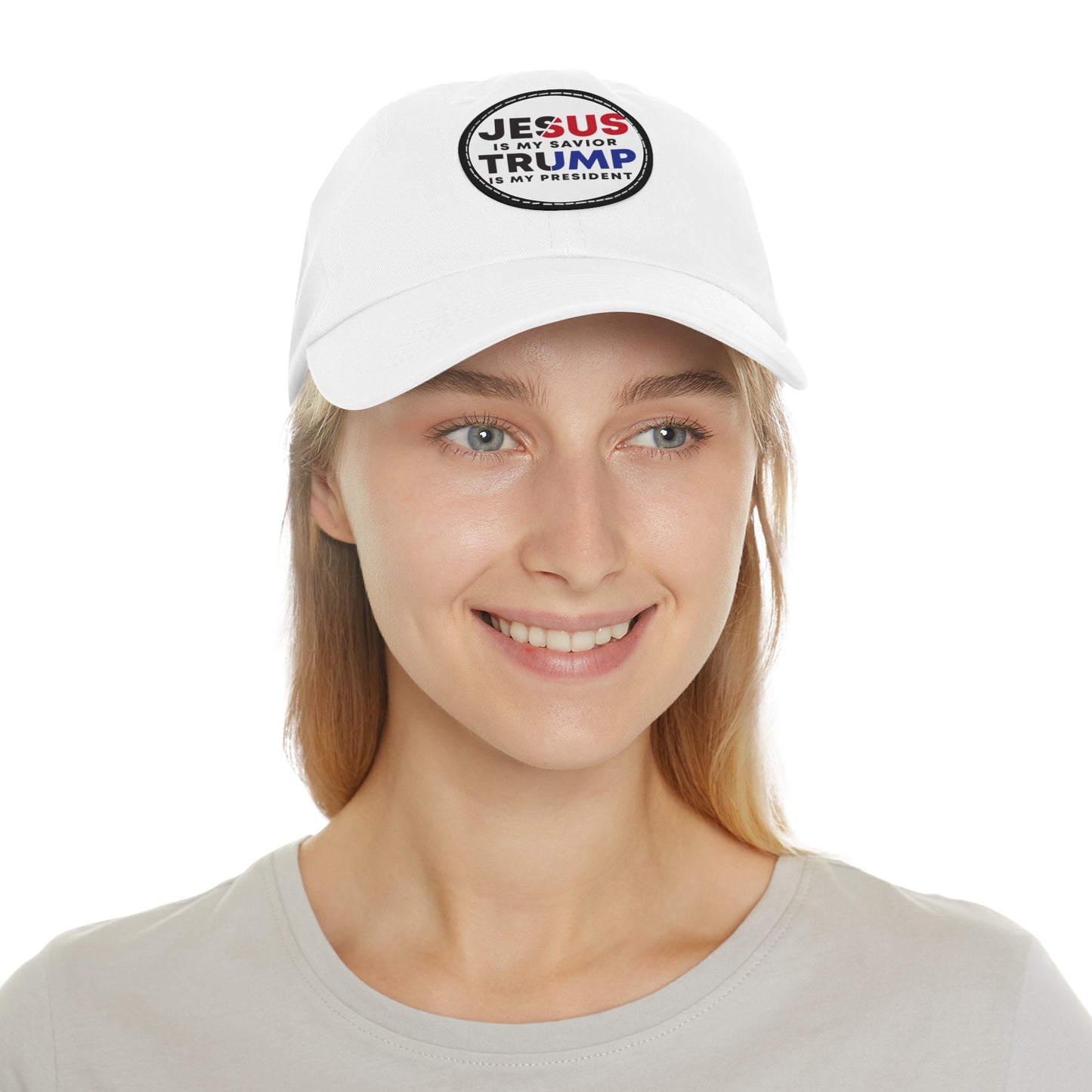 TRUMP 2024 Dad Hat with Leather Patch (Round)