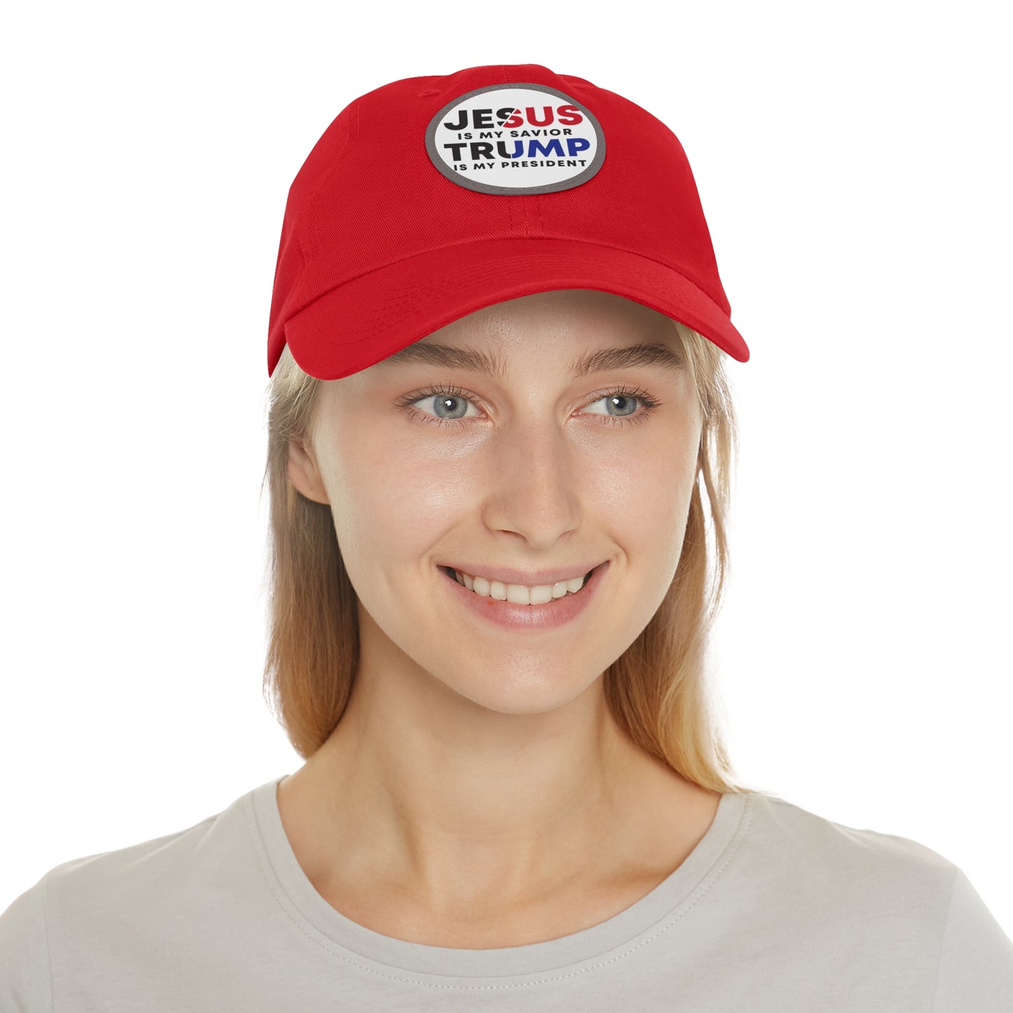 TRUMP 2024 Dad Hat with Leather Patch (Round)