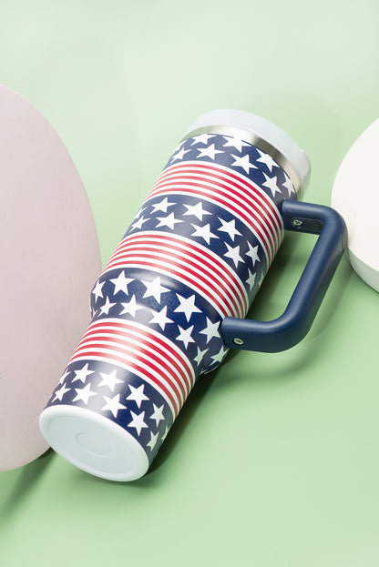 Bluing Stars and Stripes Print Handled Thermos Cup 40oz