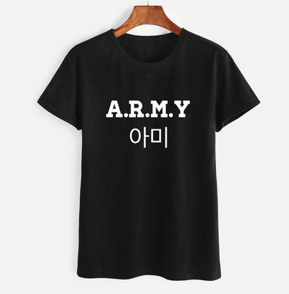 A.R.M.Y T-shirts, men and women, English, digital letters, street short-sleeved, AliExpress