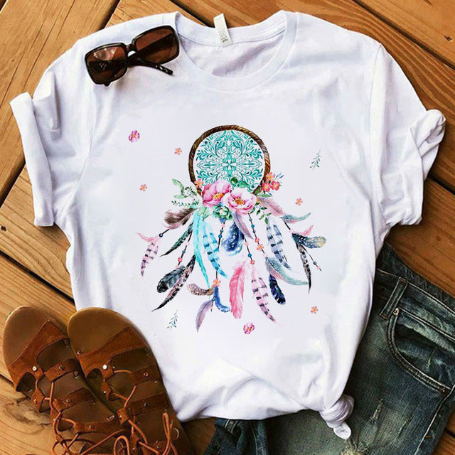 Women's t-shirt beautiful flower Dreamcatcher T-shirt