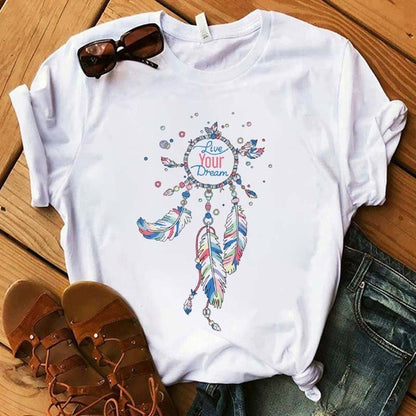 Women's t-shirt beautiful flower Dreamcatcher T-shirt