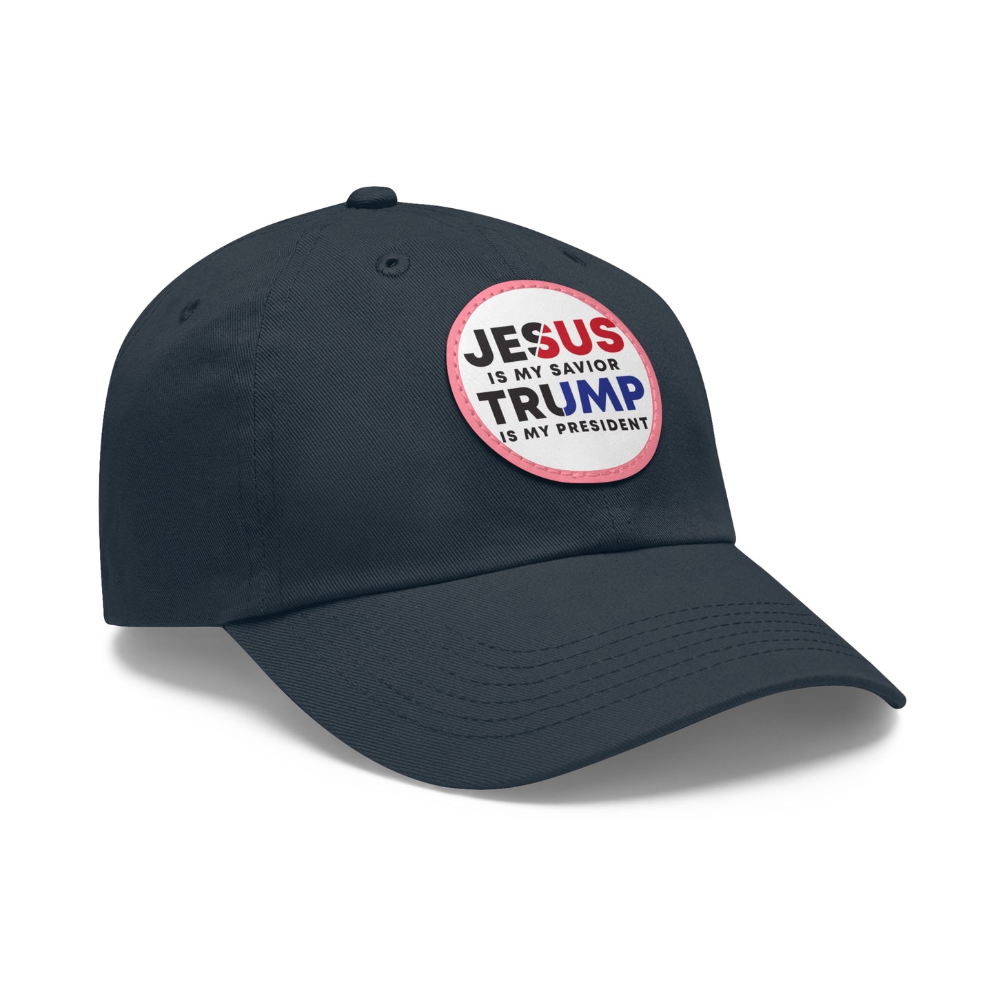 TRUMP 2024 Dad Hat with Leather Patch (Round)