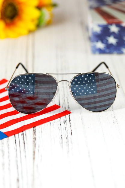 Black American Flag Lens Aviator Sunglasses