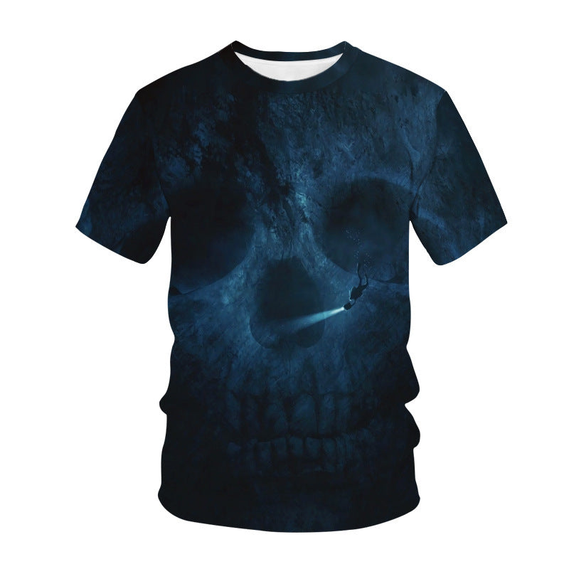 3D Digital Printing Skull T-shirt Casual Short-sleeved Men's T-shirt