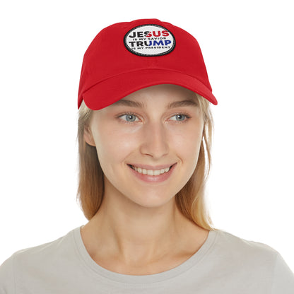 TRUMP 2024 Dad Hat with Leather Patch (Round)