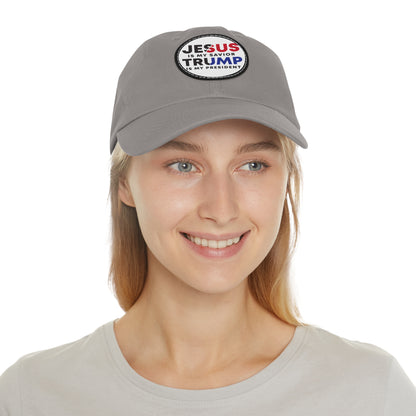 TRUMP 2024 Dad Hat with Leather Patch (Round)