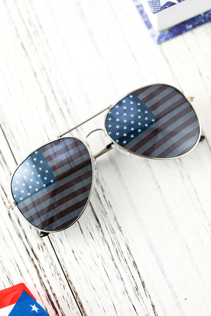 Black American Flag Lens Aviator Sunglasses