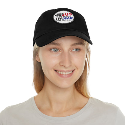 TRUMP 2024 Dad Hat with Leather Patch (Round)