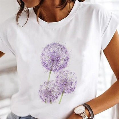 Women Dandelion T-shirts Fashion Clothing Cartoon Clothes Wa