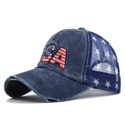 American Flag Embroidered Mesh Cap Embroidered Baseball Hat