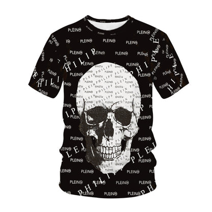 3D Digital Printing Skull T-shirt Casual Short-sleeved Men's T-shirt