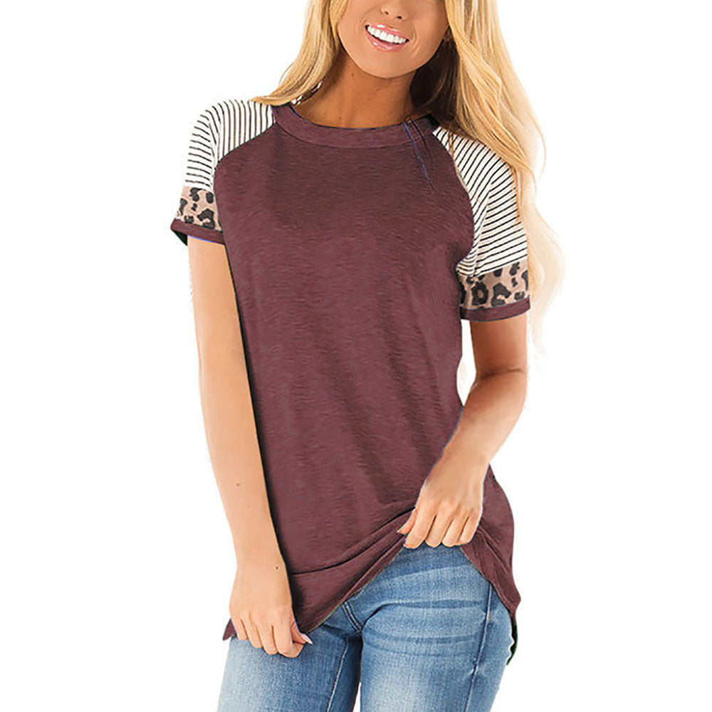 Leopard Casual T-shirt Loose O-Neck T Shirt