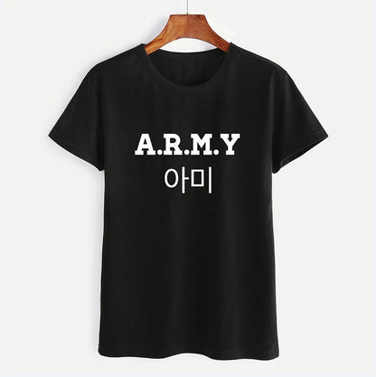 A.R.M.Y T-shirts, men and women, English, digital letters, street short-sleeved, AliExpress