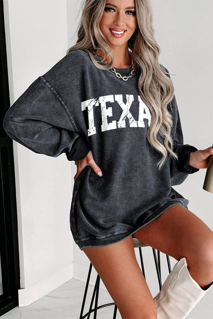 Gray TEXAS Graphic Corded Pullover Sweatshirt