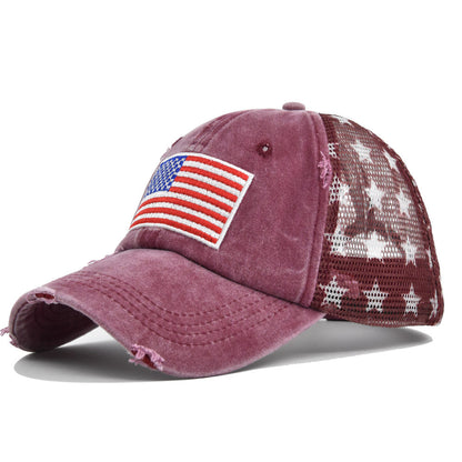 American Flag Embroidered Mesh Cap Embroidered Baseball Hat