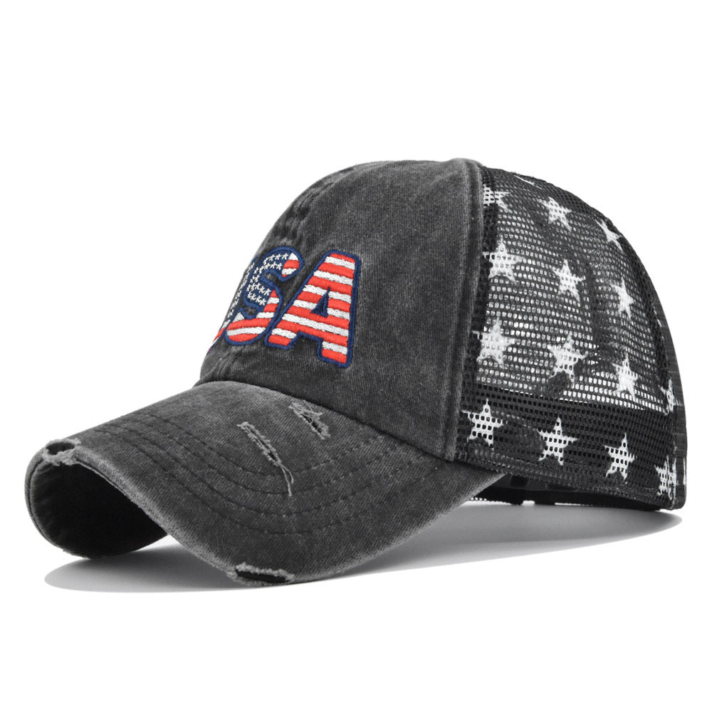 American Flag Embroidered Mesh Cap Embroidered Baseball Hat