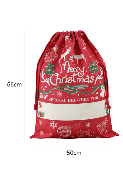 Red Merry Christmas Drawstring Gift Bag