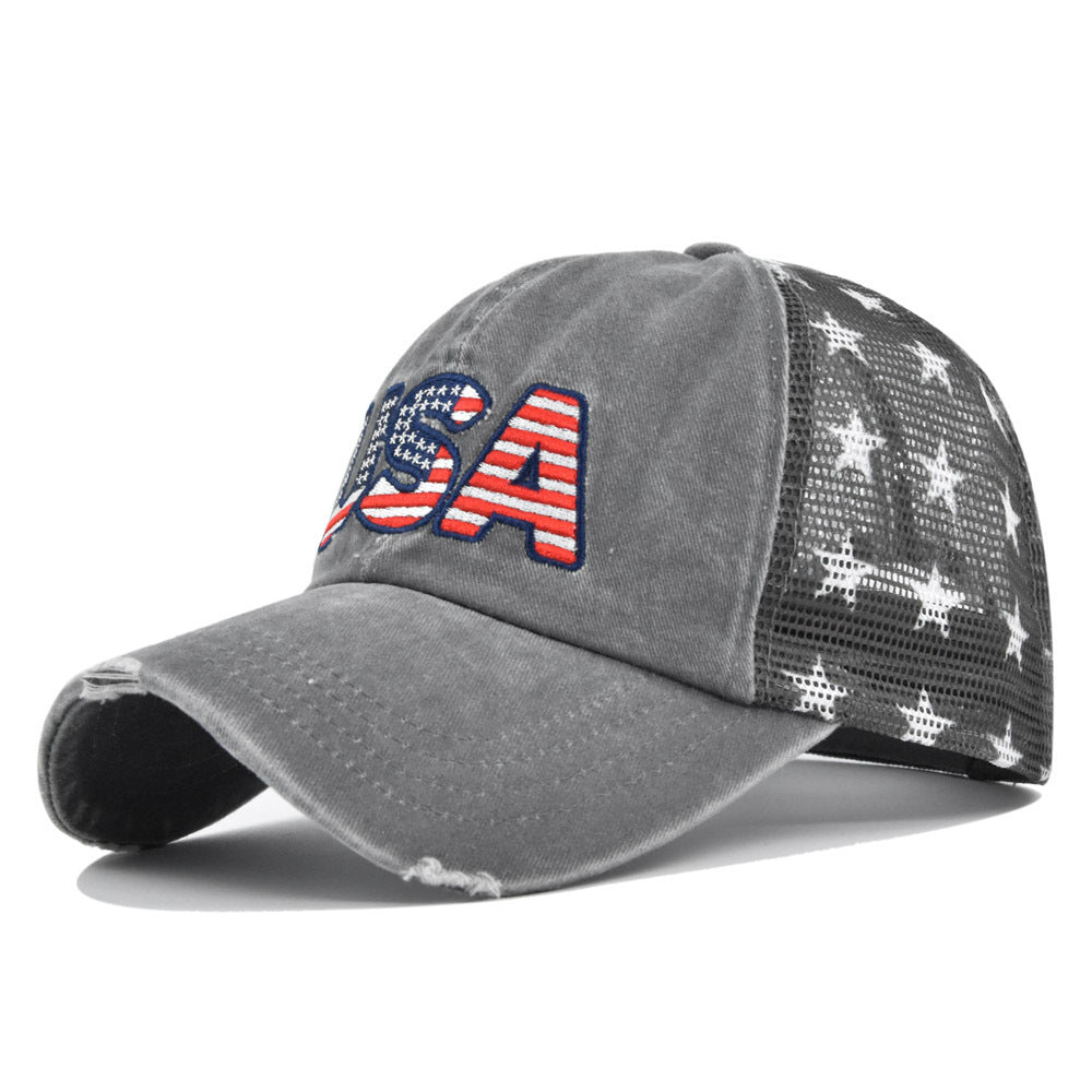 American Flag Embroidered Mesh Cap Embroidered Baseball Hat