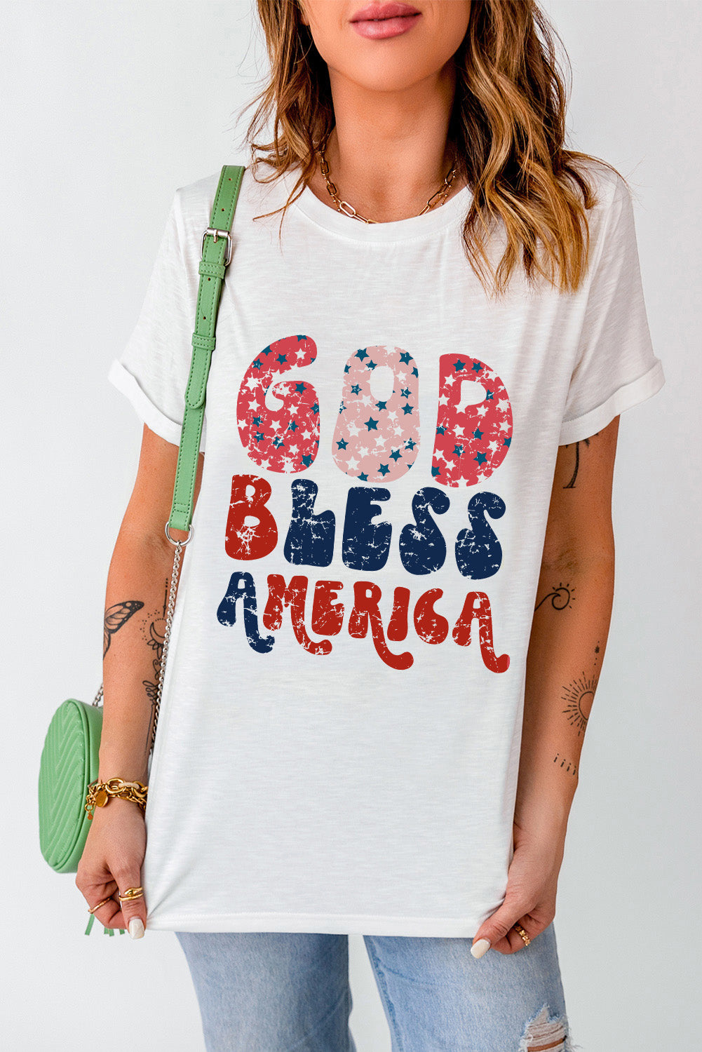 White God Bless America Graphic Tee