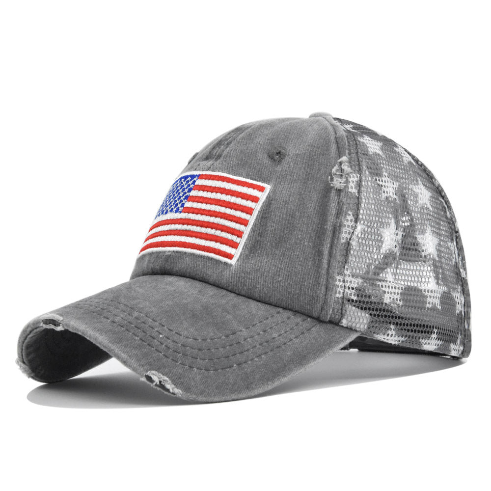 American Flag Embroidered Mesh Cap Embroidered Baseball Hat