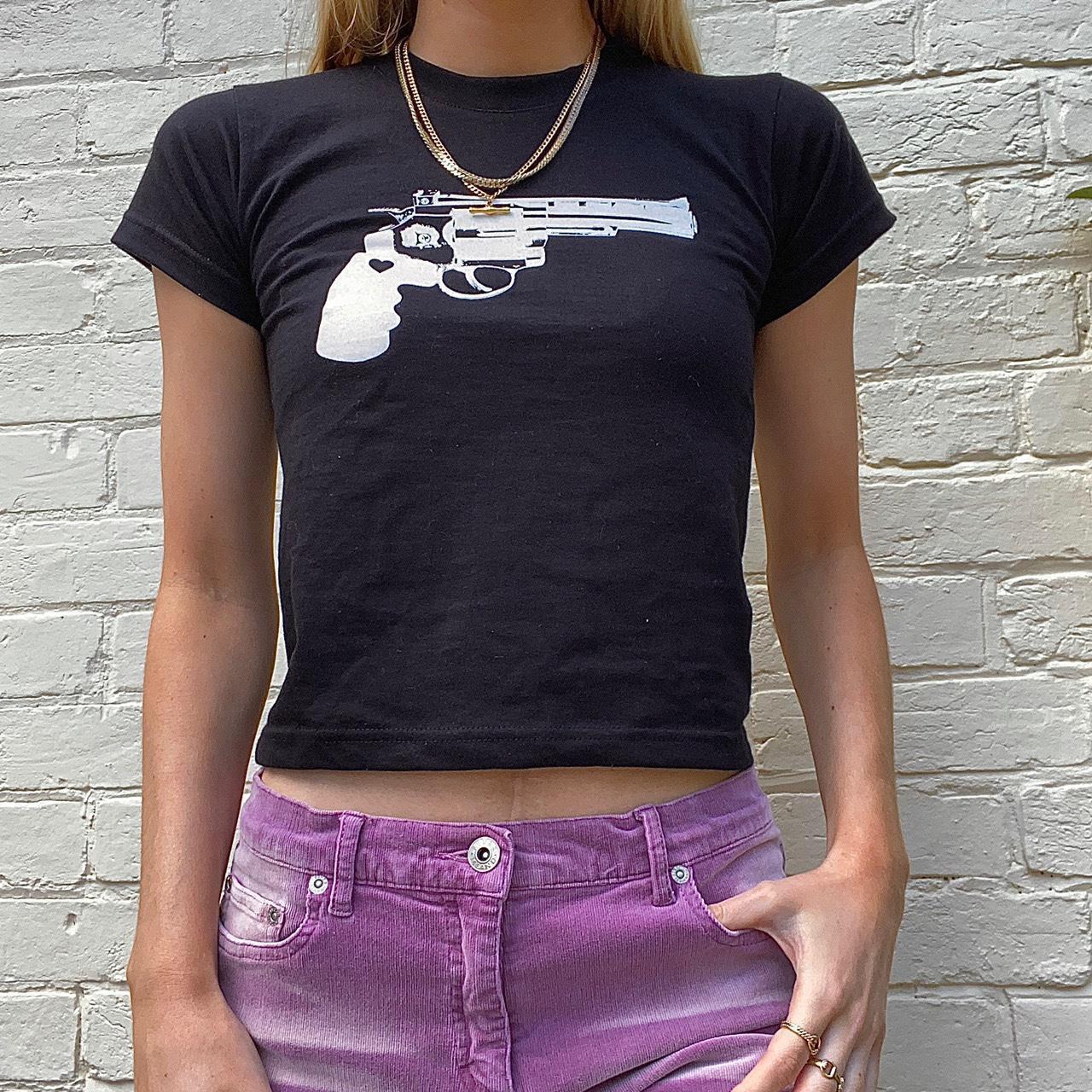 Women's Pistol Funny Print Cropped T-shirt