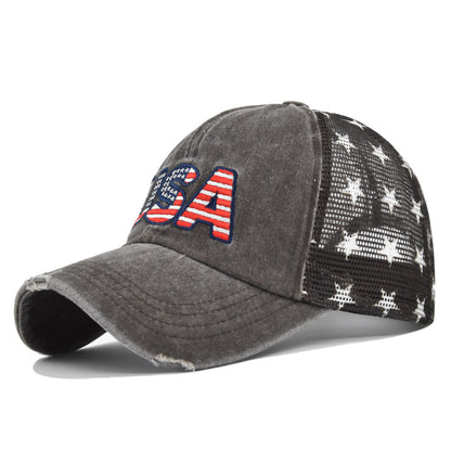 American Flag Embroidered Mesh Cap Embroidered Baseball Hat